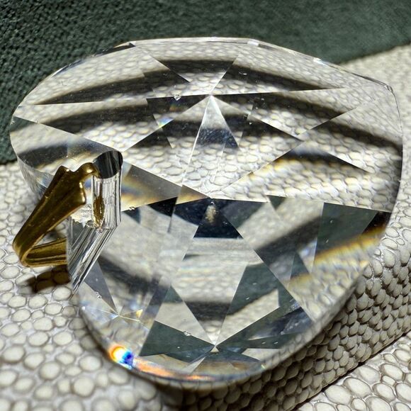 Large Faceted Crystal Heart Pendant with Gold-Tone Bail – 1.5” - Picture 14 of 17